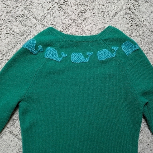 Vineyard Vines Sweater Women's XXS Green Lambswool Whale Knit Print Crewneck - Picture 3 of 5